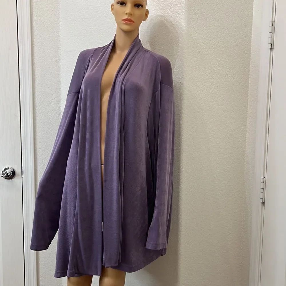 Brylane Woman Collection 3X Open Front Cardigan Violet Iris Purple Topper Jacket - Picture 3 of 11
